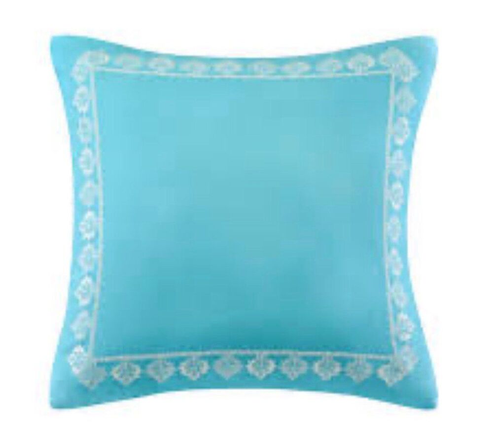 Set of 2 Madison Park Nisha Teal Embroidered Pillow Covers / Shams